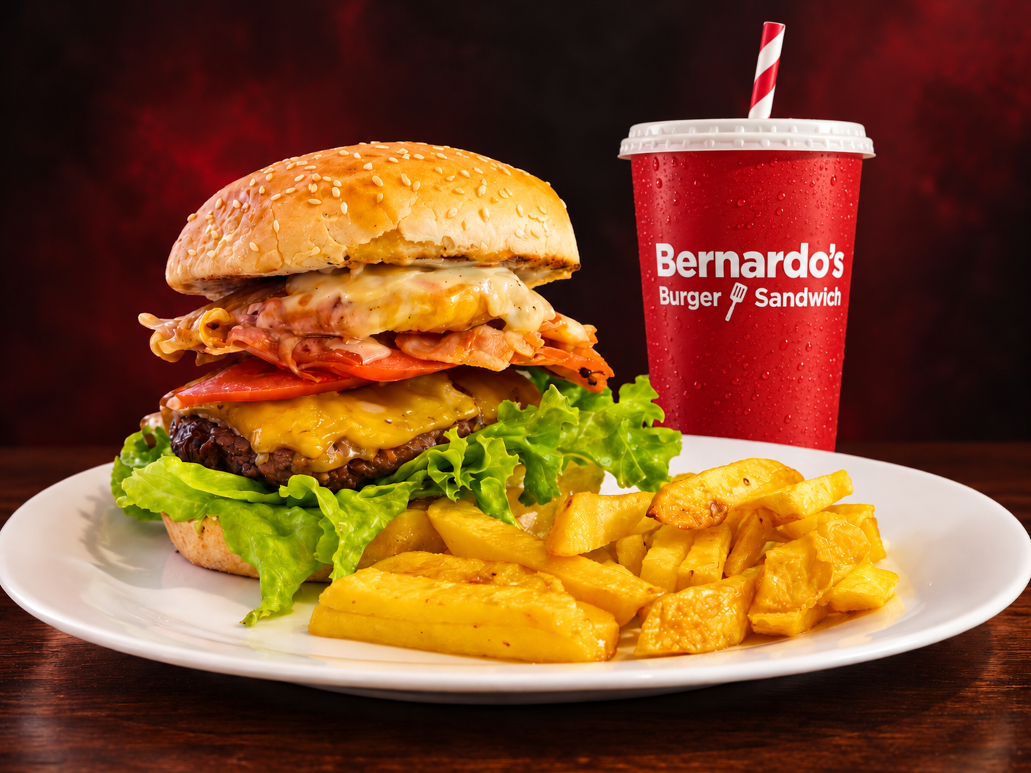 Hamburguesa doble de res con papas