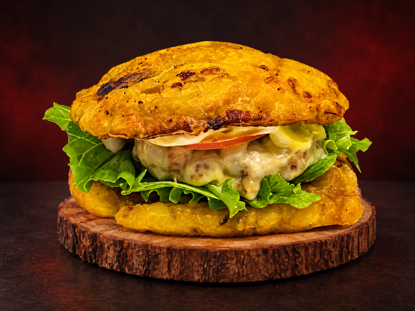 Hamburguesa de plátano maduro de Bernardo's en Machala